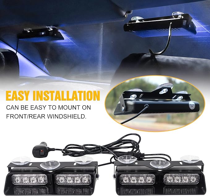 XRIDONSEN 2 in 1 Blue Emergency Dash Strobe Lights Warning Safety Flashing - Image 4