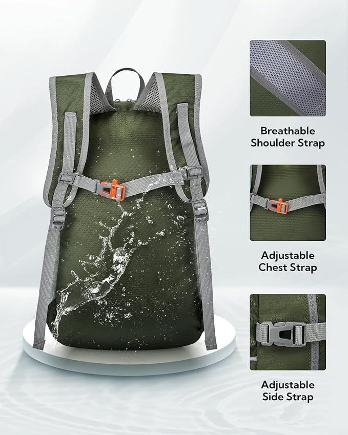 WATERFLY Hiking Packable Daypack Backpack: 25L Ultra Lightweight Day Pack - Image 4