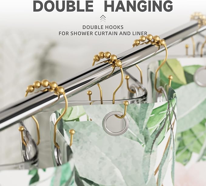 Bathway Shower Curtain Hooks, Shower Curtain Rings Rust Proof Double Hook - Image 6
