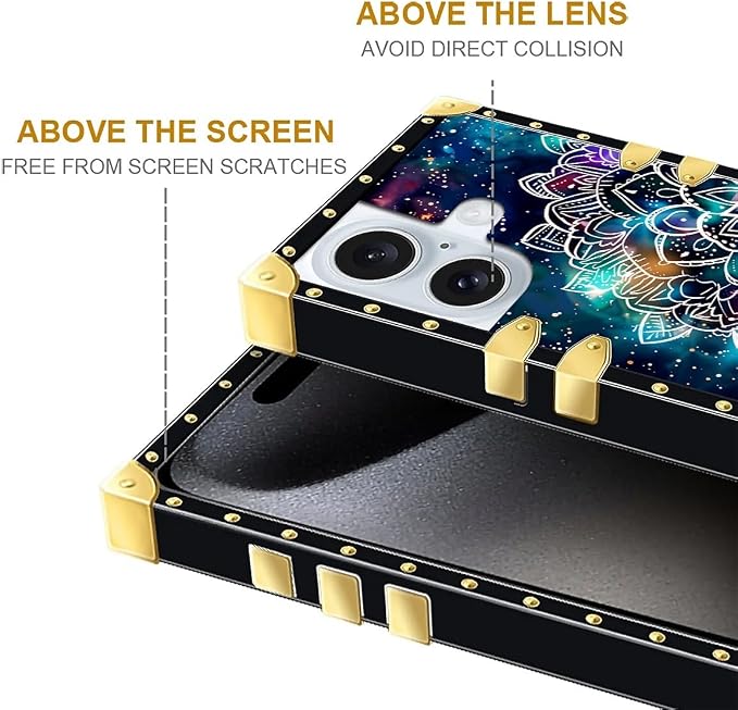 Compatible with iPhone 16 Case, Starry Sky Colourful Mandala Luxury Golden - Image 5