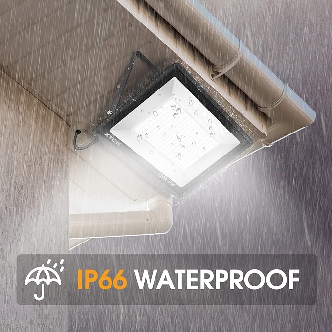 XYCN 4 Pack 100W LED Flood Light, IP66 Waterproof Outside Flood Light, 12500LM - Image 2