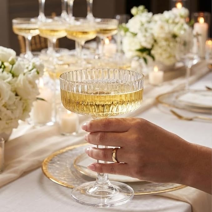 Premium ACRYLIC Champagne Tower Kit | 20 Stackable 7 oz Plastic Coupe Flutes | - Image 6