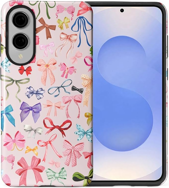 for Samsung Galaxy S25 Edge Case, HL2 Aesthetic Color Bow Tie Hybrid 2 Layer by Unknown