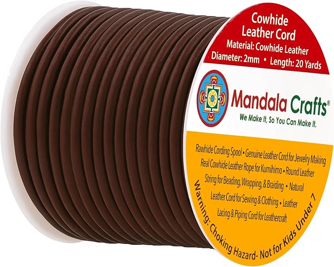 Mandala Crafts Round Genuine Dark Brown Leather Cord by MandalaCrafts