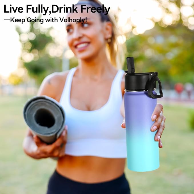 Volhoply 18oz Insulated Water Bottle Bulk 4 Pack, Kids Stainless Steel Water - Image 7