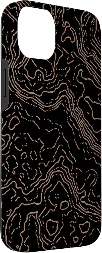 Topography Black & Brown Abstract Pattern Topographic Map Case - Image 3