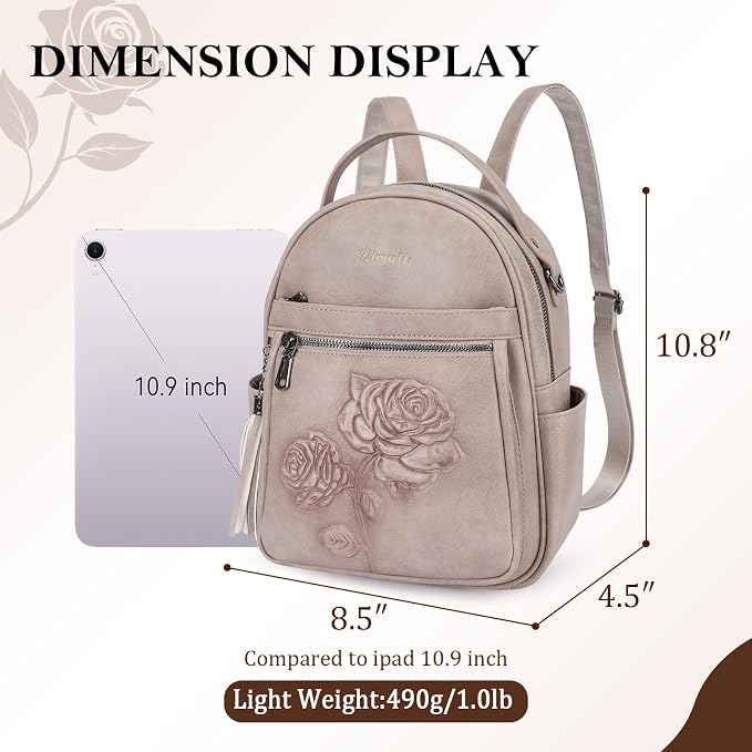 Mini Backpack Purse for Women, Embossed Leather Small Backpack Fashion Travel - Image 3