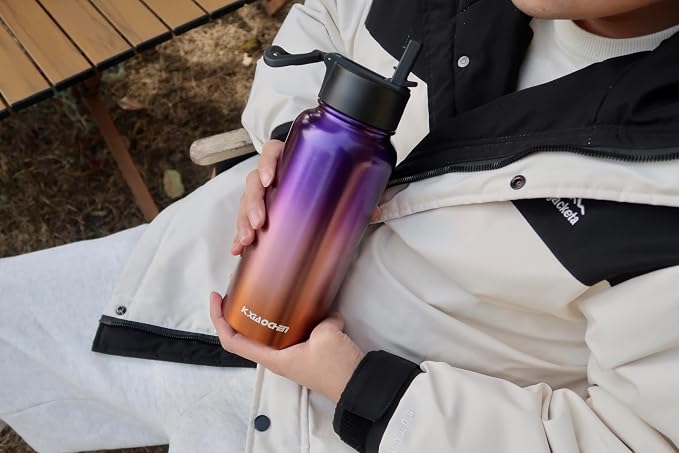 KXIAOCHEN Insulated Water Bottle, Stainless Steel Water Bottle, 2 Lids - Image 7