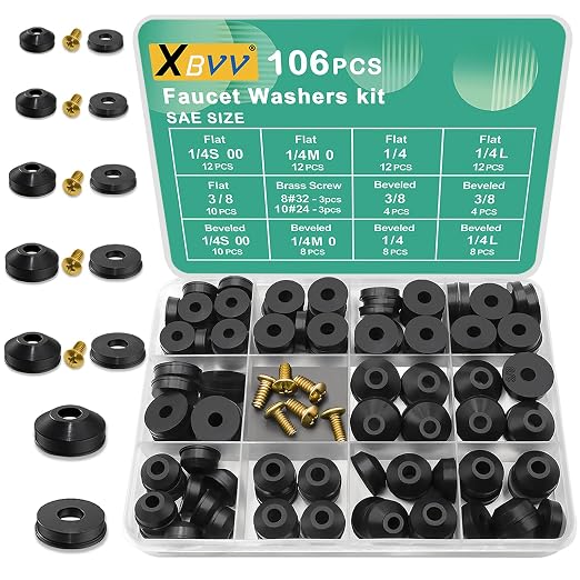 XBVV 106 PCS Faucet Washer Assortment Kit by XBVV