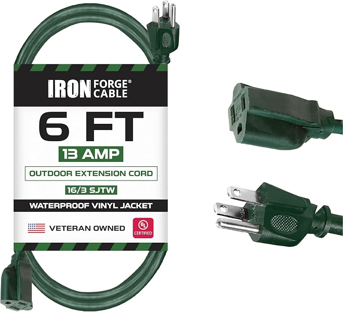 Iron Forge Cable Weatherproof 6 Ft Outdoor Extension Cord by IronForgeCable