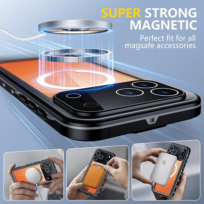 Red2Fire for iPhone 17 Pro Max Case Waterproof, Phone Case 6.9" Black/Clear - Image 4