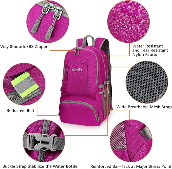 G4Free 40L Lightweight Packable Hiking Backpack, Waterproof Travel Daypack - Image 4