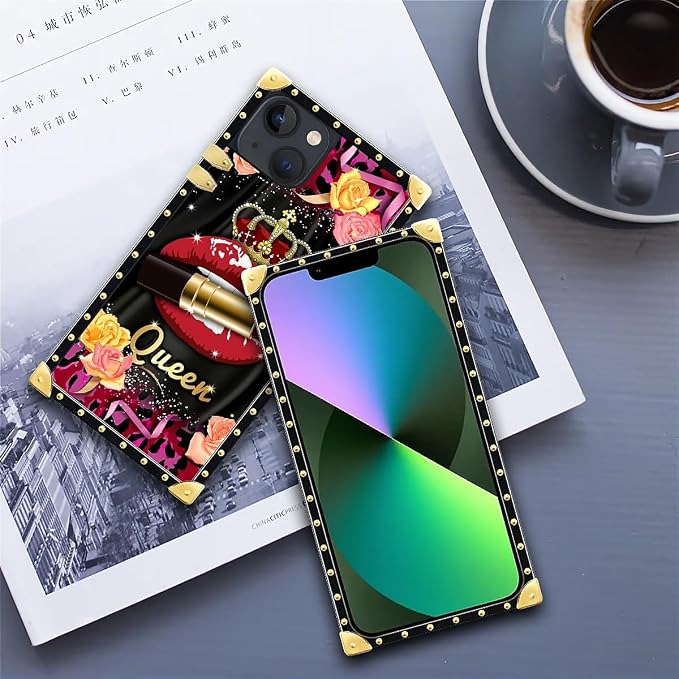 Compatible with iPhone 13 Case, Queen Lip Crown Leopard Print Luxury Golden - Image 6