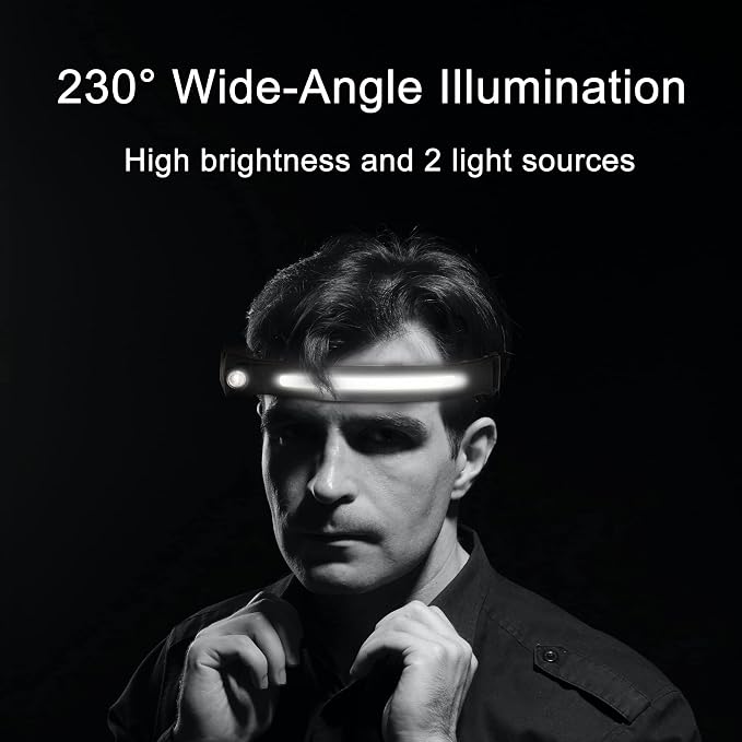EGUKU Headlamp Rechargeable, Rechargeable LED Headlamps 1200Lumens 2 COB - Image 7