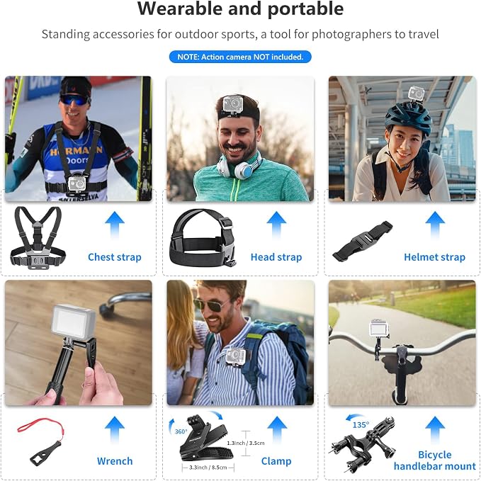 NEEWER 50 in 1 Action Camera Accessory Kit Compatible - Image 4