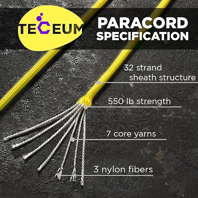 TECEUM 5/32" Paracord Rope 1000 – 1000ft / 200ft / 100ft / 50ft – Tactical - Image 2