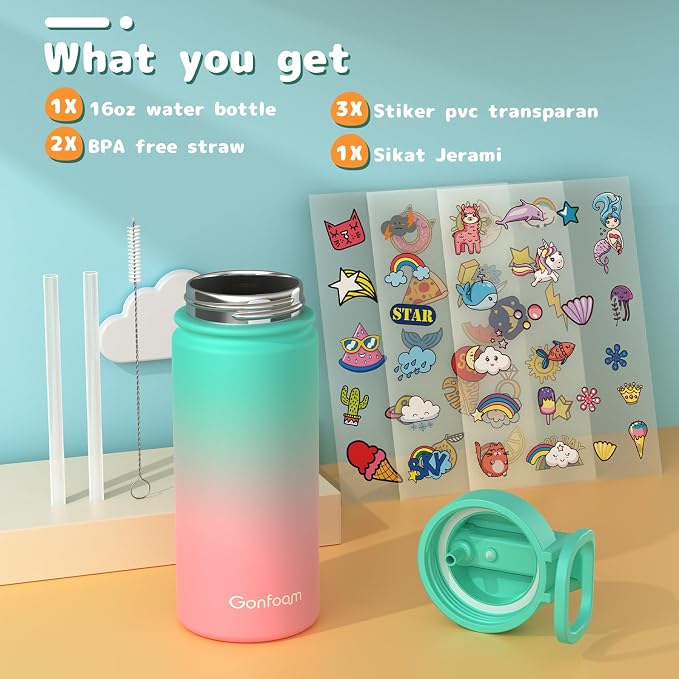 Kids Water Bottle, 16oz Water Bottles Kids - Image 3