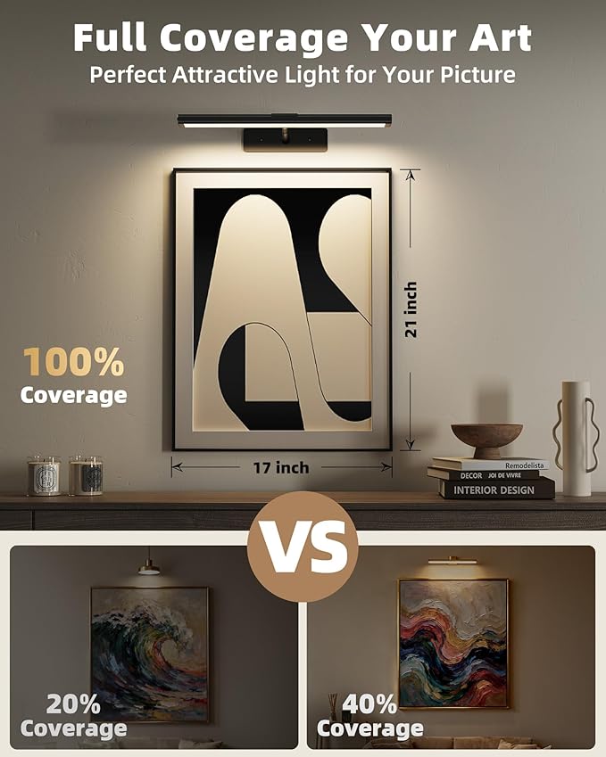 EZVALO Picture Light for Wall, 4800mAh Rechargeable Wireless Battery Lights for - Image 3