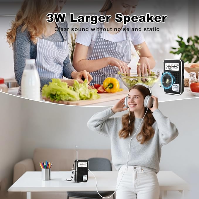 Portable Personal NOAA Weather Radio, 4-Band AM/FM/SW/WB Emergency Transistor - Image 4