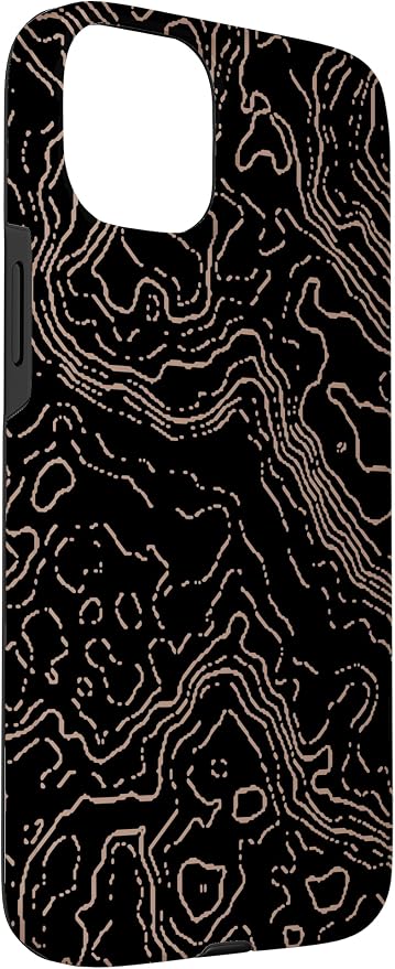 Topography Black & Brown Abstract Pattern Topographic Map Case - Image 3