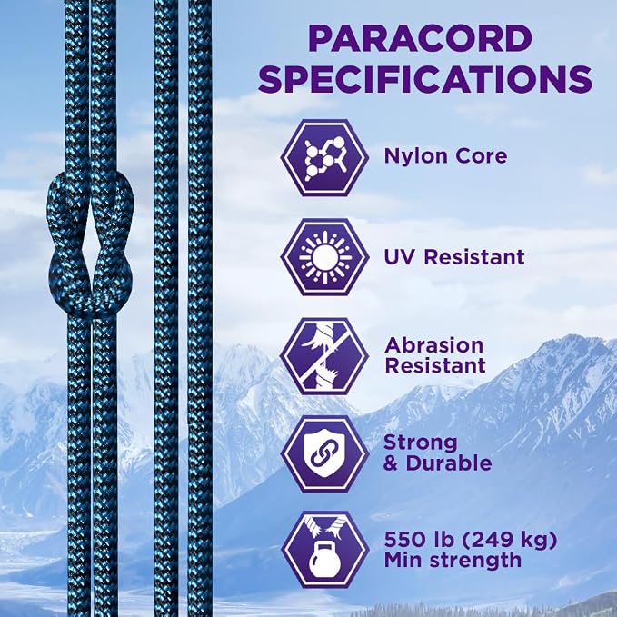 TECEUM Reflective Paracord Rope 1000 – 1000ft/200ft/100ft/50ft – 40+ Colors – - Image 3