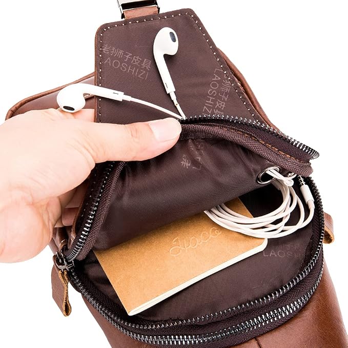 Hebetag Leather Sling Bag Crossbody Backpack - Image 6