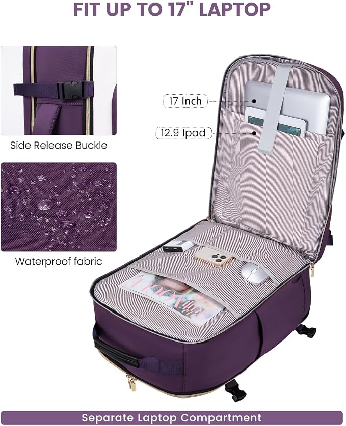 LOVEVOOK 40L Travel Backpack for Women & Men, Airline Approved Carry On Luggage - Image 8