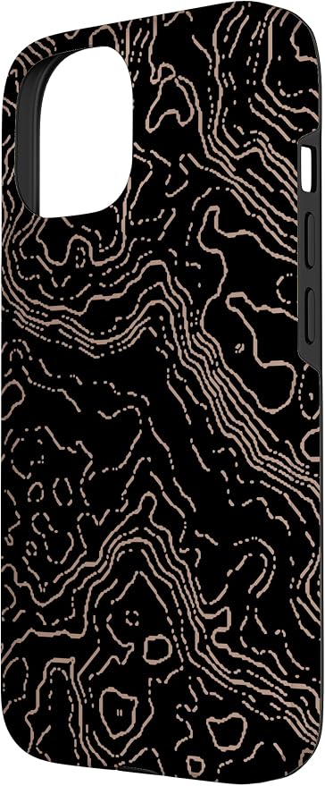 Topography Black & Brown Abstract Pattern Topographic Map Case - Image 2