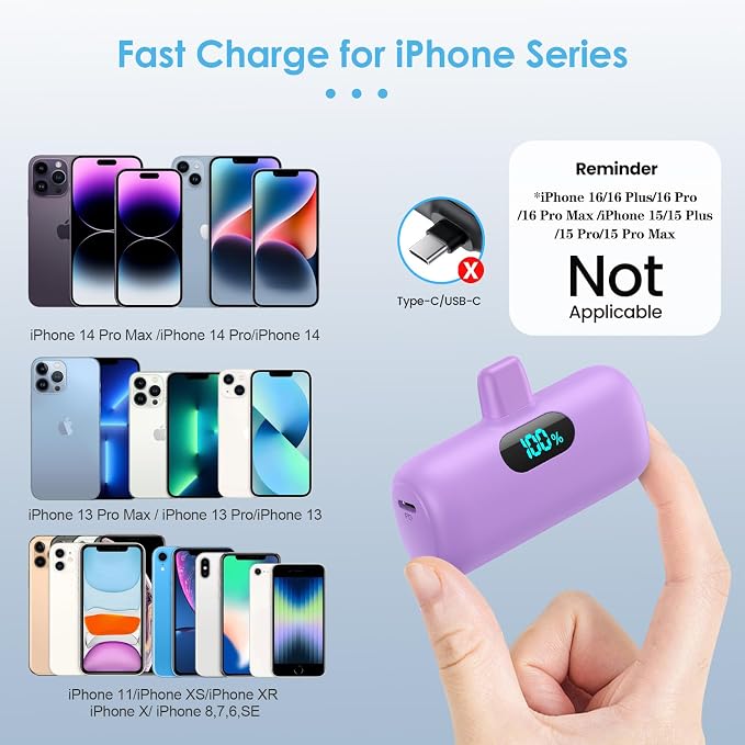Mini Portable Charger for iPhone, Upgraded 5000mAh PD Fast Charging Battery Pack - Image 2