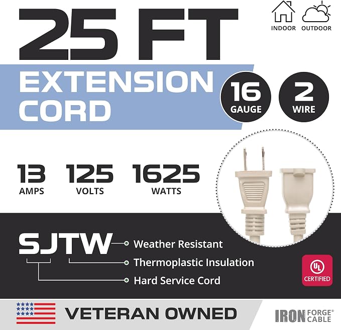 Iron Forge Cable 2 Prong Extension Cord 25 ft - Image 2