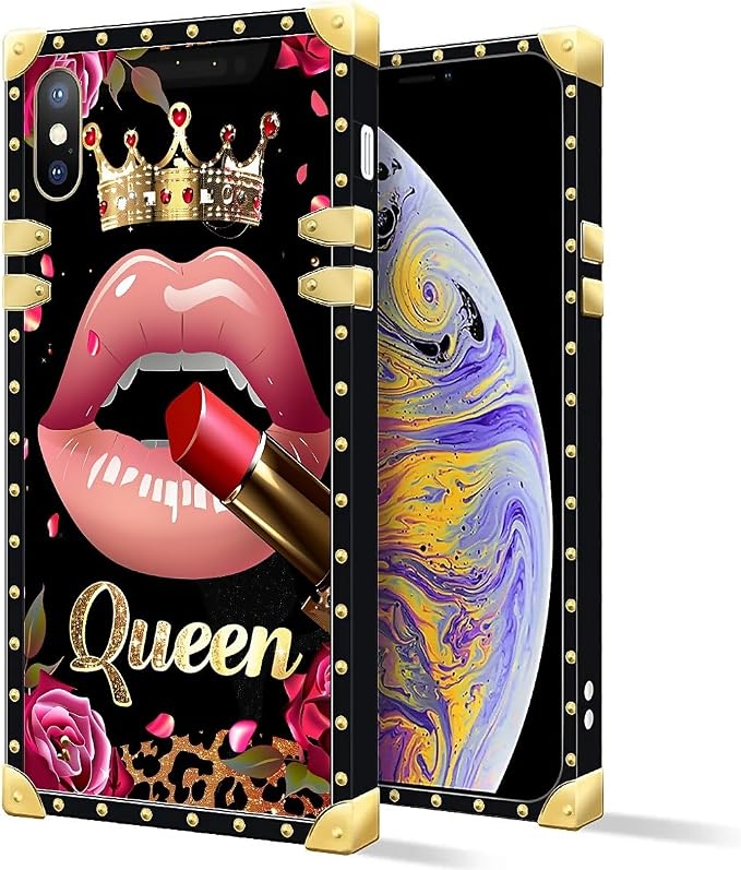 Compatible with iPhone XR Case, Glitter Red Rose Queen Leopard Lipstick Luxury - Image 2