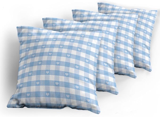 Ambesonne Checkered Decorative Throw Pillow Case Pack of 4, Gingham Motif - Image 5