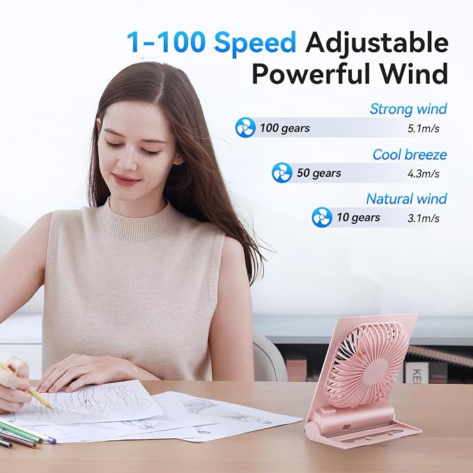 GOCKERA Desk Fan, 6.61''Ultra-thin 5000mAh Battery Powered Fan - Image 2