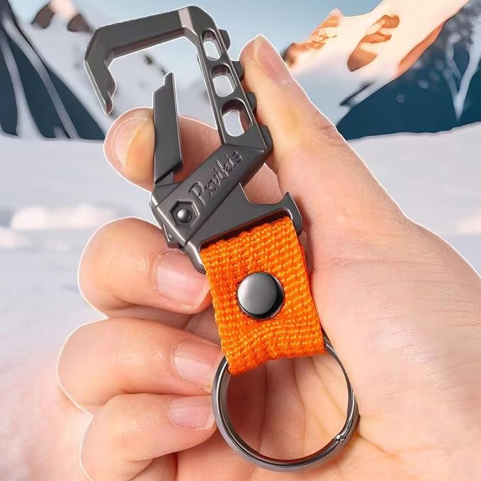 Metal heavy duty key chain carabiner clip bottle opener wrist lanyard ring car - Image 4
