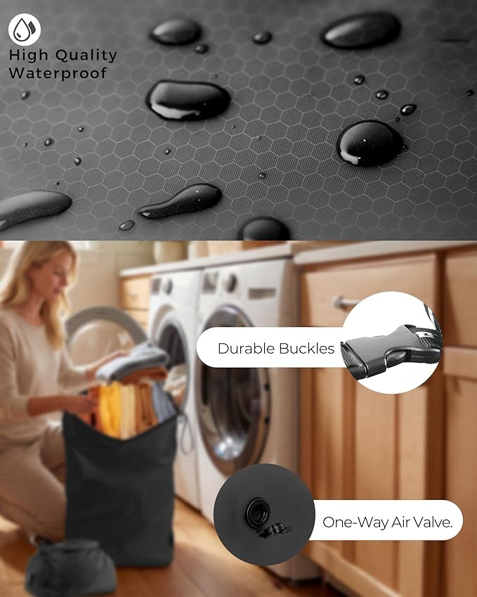 Travel Laundry Bag, Pump-Free Vacuum Compression Dirty Clothes Bag, Reusable - Image 4