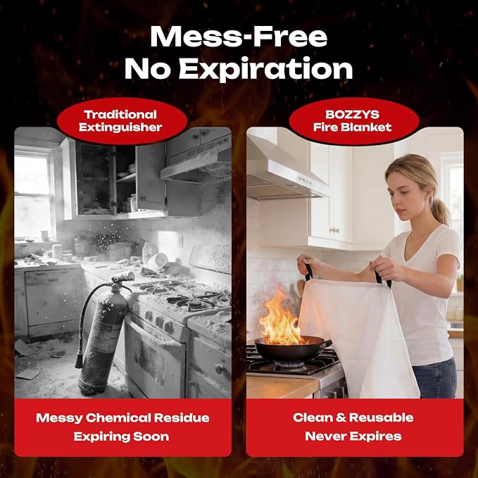Fire Blanket 3-Pack | Fiberglass Prepared Fire Suppression | 40"x40" Fire - Image 6