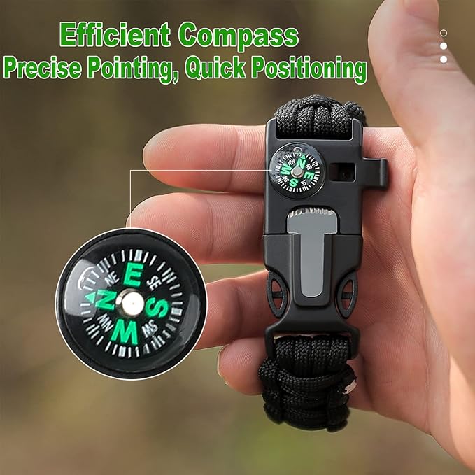 Bracelets, Survival Bracelets for Men Paracord Tactical 5-in-1 Camping Gear Kits - Image 4