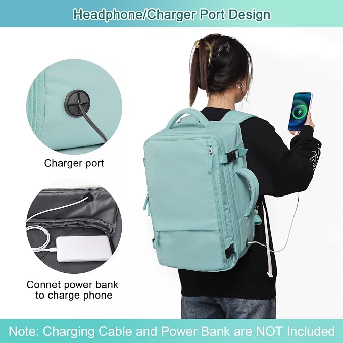 Sinaliy Large Travel Backpack for Women, 40L Carry On Backpack, 17 Inch Laptop - Image 8