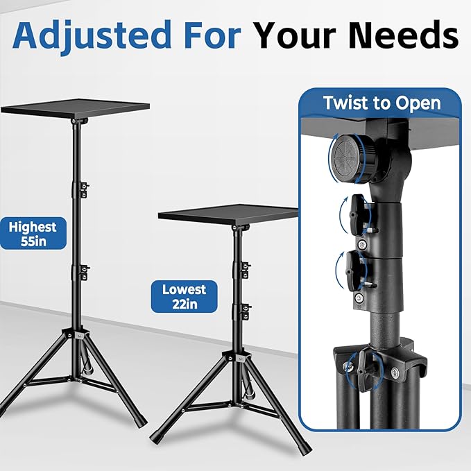 Projector Stand, 33LB Load Bearing & 22-55" Height Adjustable, - Image 3