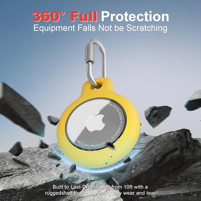 AirTag Holder with 304 Carabiner, 4 Pack IPX8 Waterproof Shockproof PC Hard Case - Image 4