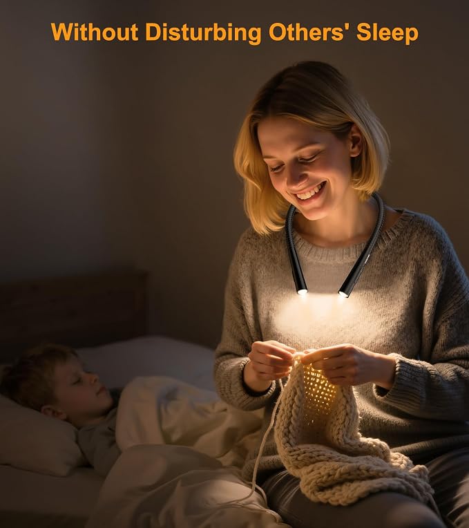 Gritin Book Light, Eye Caring 4-Color & 5-Brightness Neck Light Reading Light- - Image 9