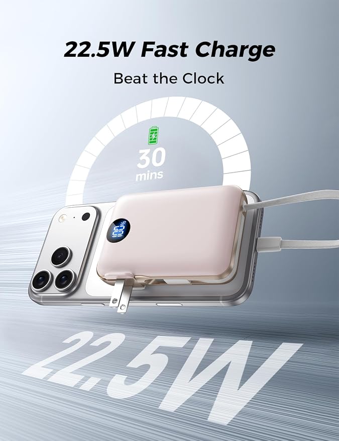 Portable Charger with Built-in Cables & Wall Plug, 10000mAh Power Bank - Image 3