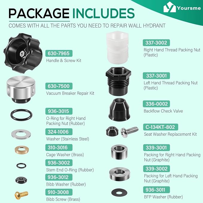 630-8500 Wall Hydrant Complete Service Repair Kit Replaces - Image 3