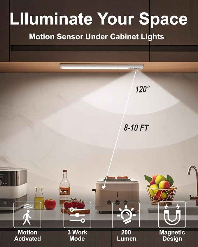 SZOKLED Under Cabinet Lighting Motion Sensor, 111-LED Magnetic Wireless Closet - Image 2