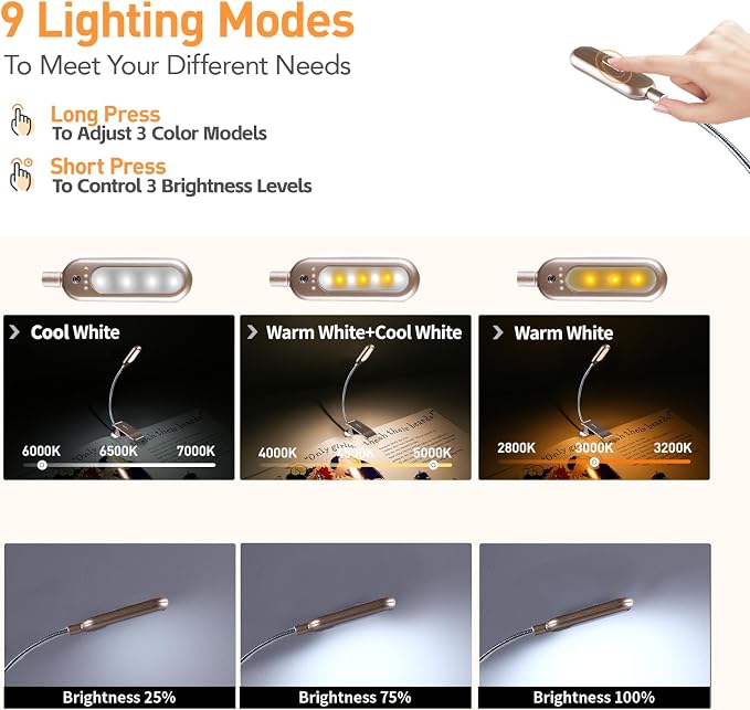 VAVOFO Rechargeable Book Light for Reading in Bed Kids, 7 LED Reading Light - Image 3