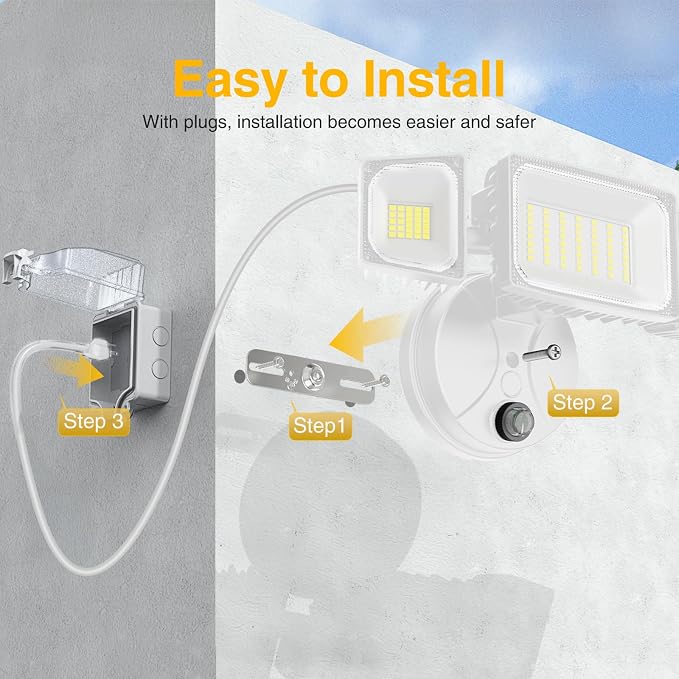 Onforu 80W Dusk to Dawn Outdoor Lighting, Plug in LED Flood Lights, 8000LM - Image 2