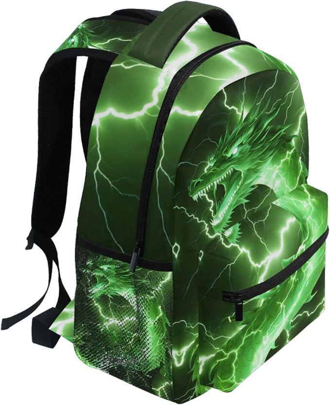 Wamika Dragon Backpack for Boys Girls Cool Green Fire Dinosaur Kids Backpacks - Image 5