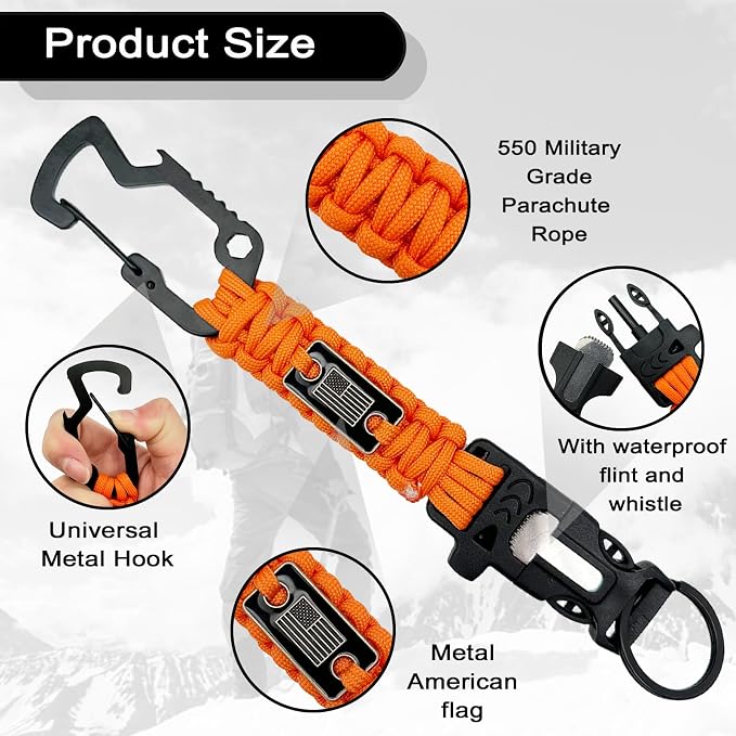 DDOUT Heavy Duty Paracord Lanyard 550 Paracord Braided Keychain - Image 4