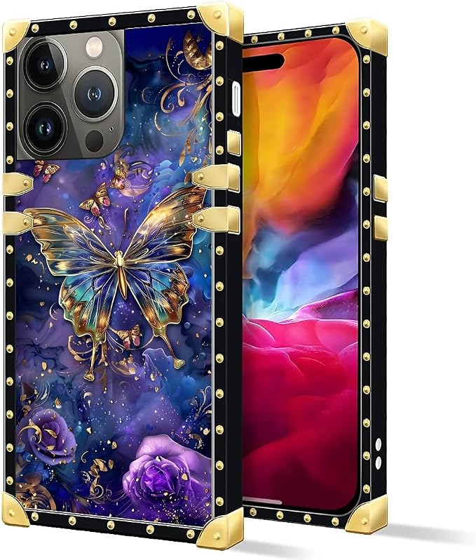 Compatible with iPhone 15 Pro Max Case, Glistening Golden Butterfly Vibrant - Image 2