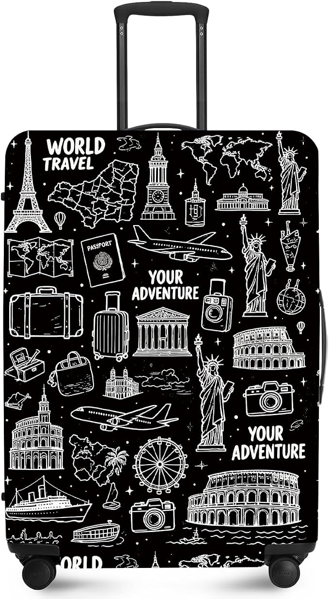 ANNA QUEEN Travel Seamless Pattern Luggage Cover -Stretchable Airplane Suitcase by ANNAQUEEN